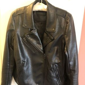 Faux leather moto jacket